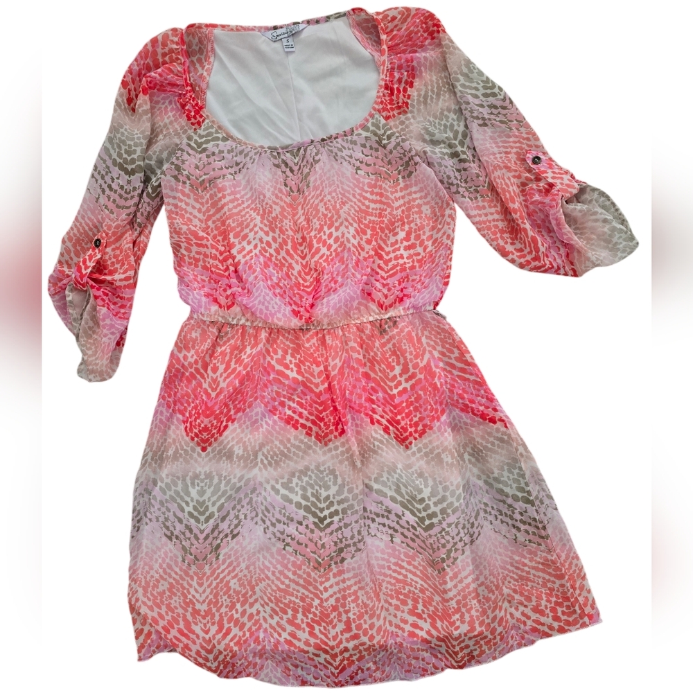 Speechless Pink and Cream, 3/4 Sleeve Dress